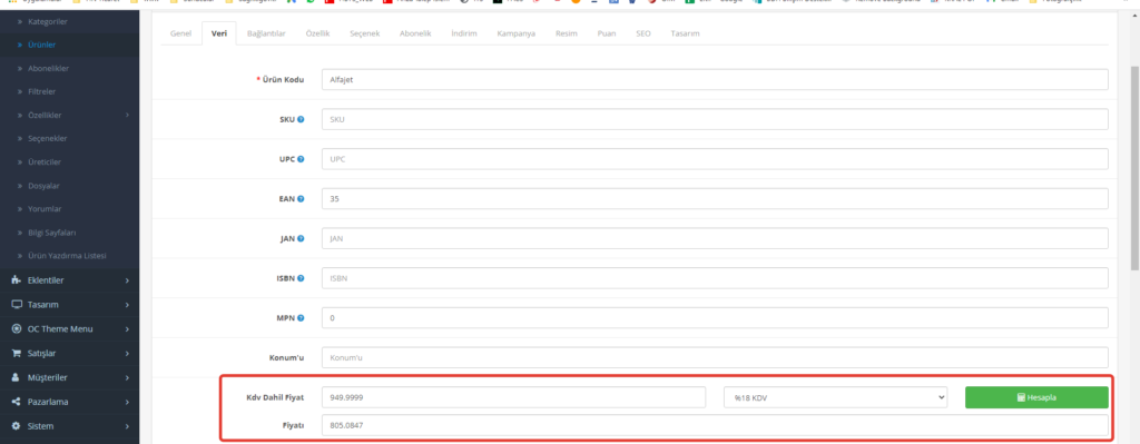 2021-11-23_19-28-25-1024x399 Opencart KDV Dahil Fiyat Girme ve Hesaplama ücretsiz